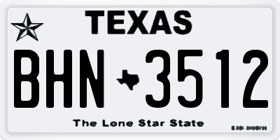 TX license plate BHN3512