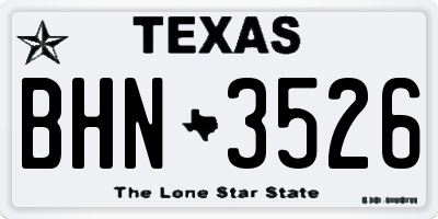 TX license plate BHN3526