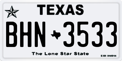 TX license plate BHN3533