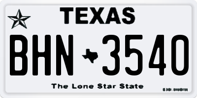 TX license plate BHN3540