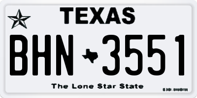 TX license plate BHN3551