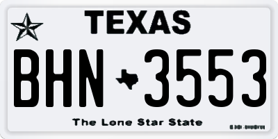 TX license plate BHN3553