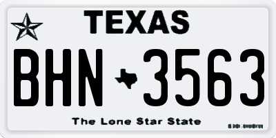 TX license plate BHN3563