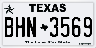 TX license plate BHN3569