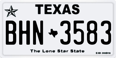 TX license plate BHN3583