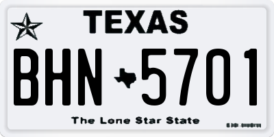 TX license plate BHN5701