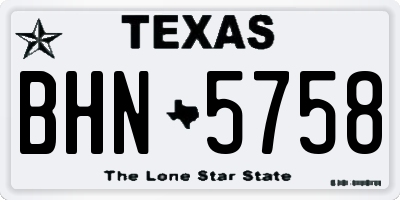 TX license plate BHN5758