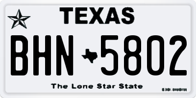 TX license plate BHN5802