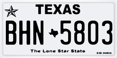 TX license plate BHN5803