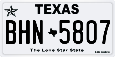 TX license plate BHN5807