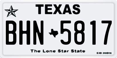 TX license plate BHN5817