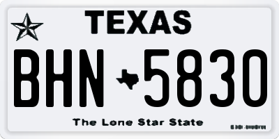 TX license plate BHN5830