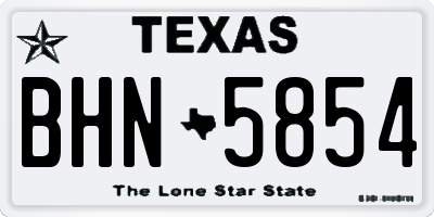 TX license plate BHN5854