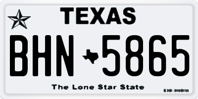 TX license plate BHN5865