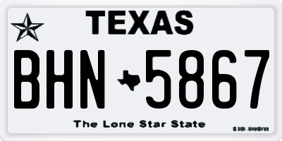 TX license plate BHN5867