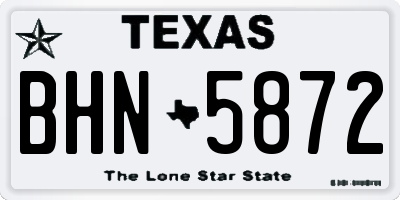 TX license plate BHN5872