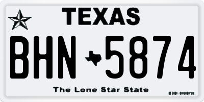 TX license plate BHN5874