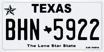 TX license plate BHN5922