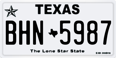 TX license plate BHN5987
