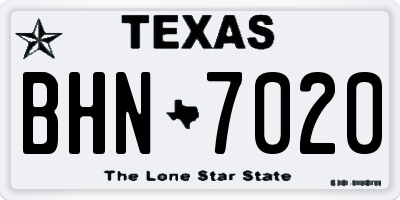 TX license plate BHN7020