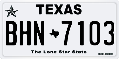 TX license plate BHN7103