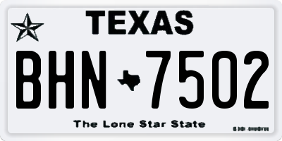 TX license plate BHN7502