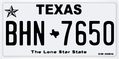 TX license plate BHN7650