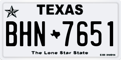 TX license plate BHN7651