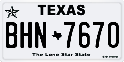 TX license plate BHN7670