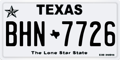 TX license plate BHN7726