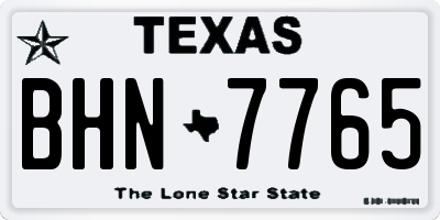 TX license plate BHN7765