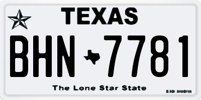 TX license plate BHN7781
