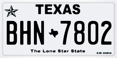 TX license plate BHN7802
