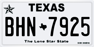TX license plate BHN7925