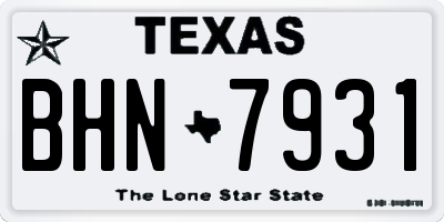 TX license plate BHN7931