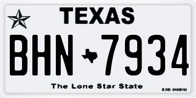 TX license plate BHN7934