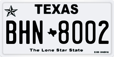 TX license plate BHN8002