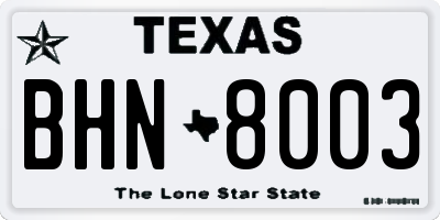 TX license plate BHN8003
