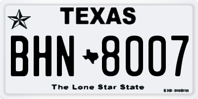 TX license plate BHN8007