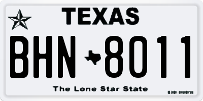 TX license plate BHN8011