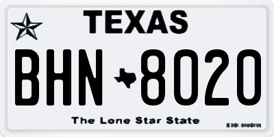 TX license plate BHN8020