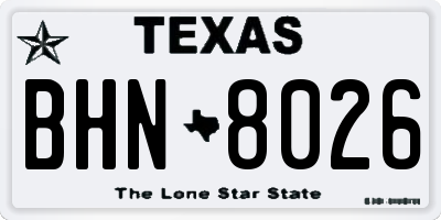 TX license plate BHN8026