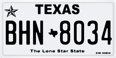 TX license plate BHN8034