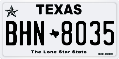 TX license plate BHN8035