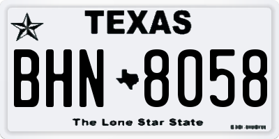 TX license plate BHN8058