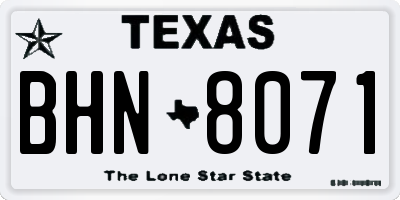 TX license plate BHN8071
