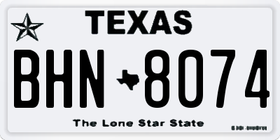 TX license plate BHN8074