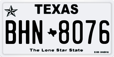 TX license plate BHN8076
