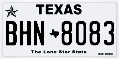 TX license plate BHN8083