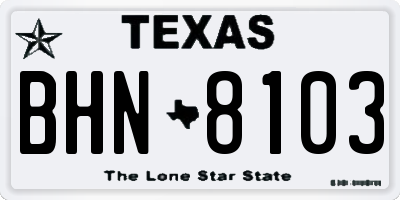 TX license plate BHN8103